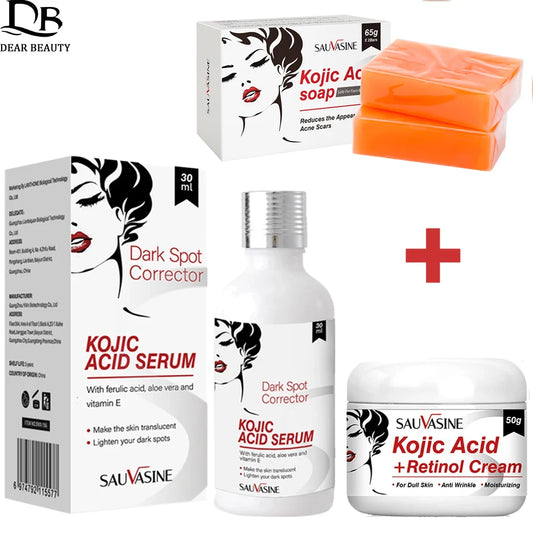 Kojic Acid Skincare Set – Cream, Serum, Soap & Cleanser