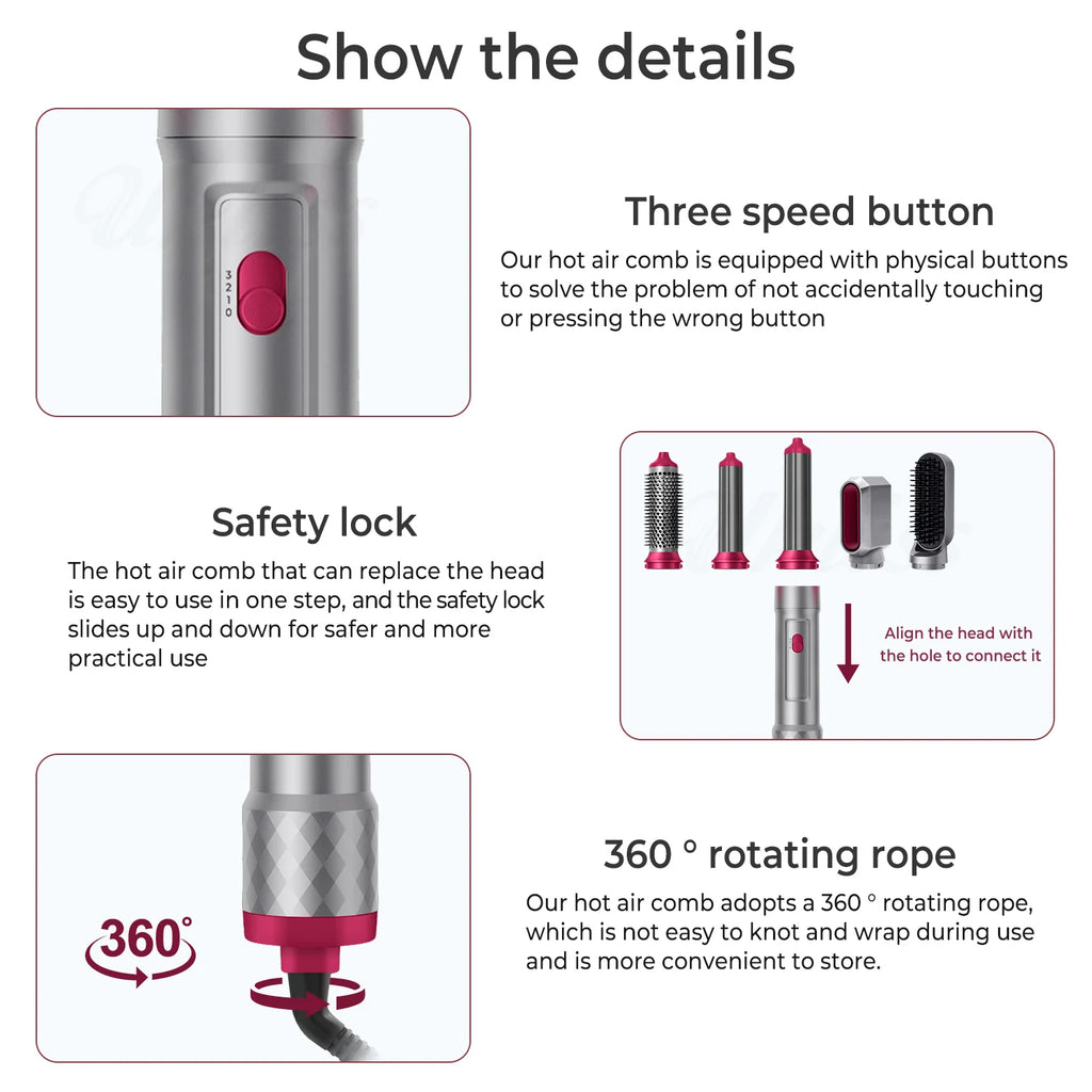 5-in-1 Negative Ion Hot Air Styling Brush