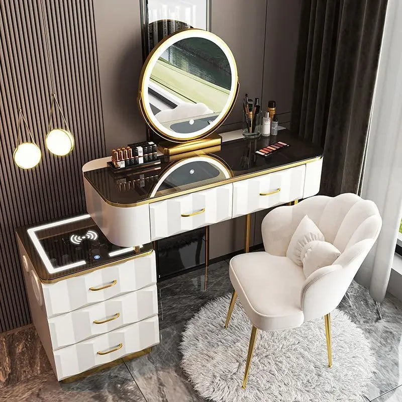 Vanity Desk with Wireless Charging & Bluetooth Speaker — Vanity Furniture, Bedroom Furniture | Beautifully Within