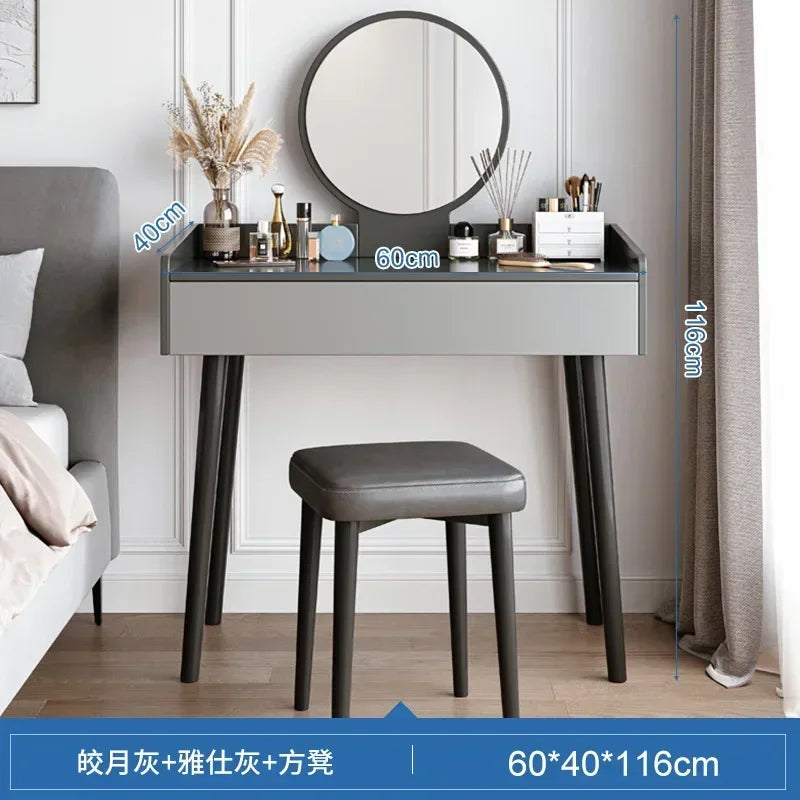 Dressers for Bedroom Dressing Tables with LED Dimming Mirror Vanity Table 2 Drawers Makeup Dresser for Bedroom Girls Furniture