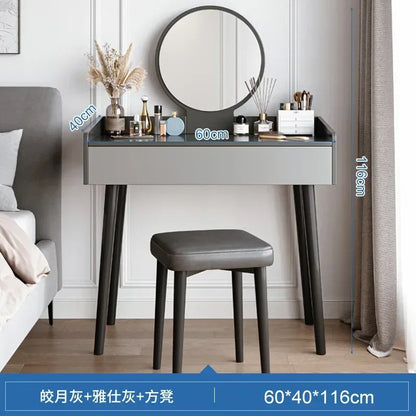 Dressers for Bedroom Dressing Tables with LED Dimming Mirror Vanity Table 2 Drawers Makeup Dresser for Bedroom Girls Furniture