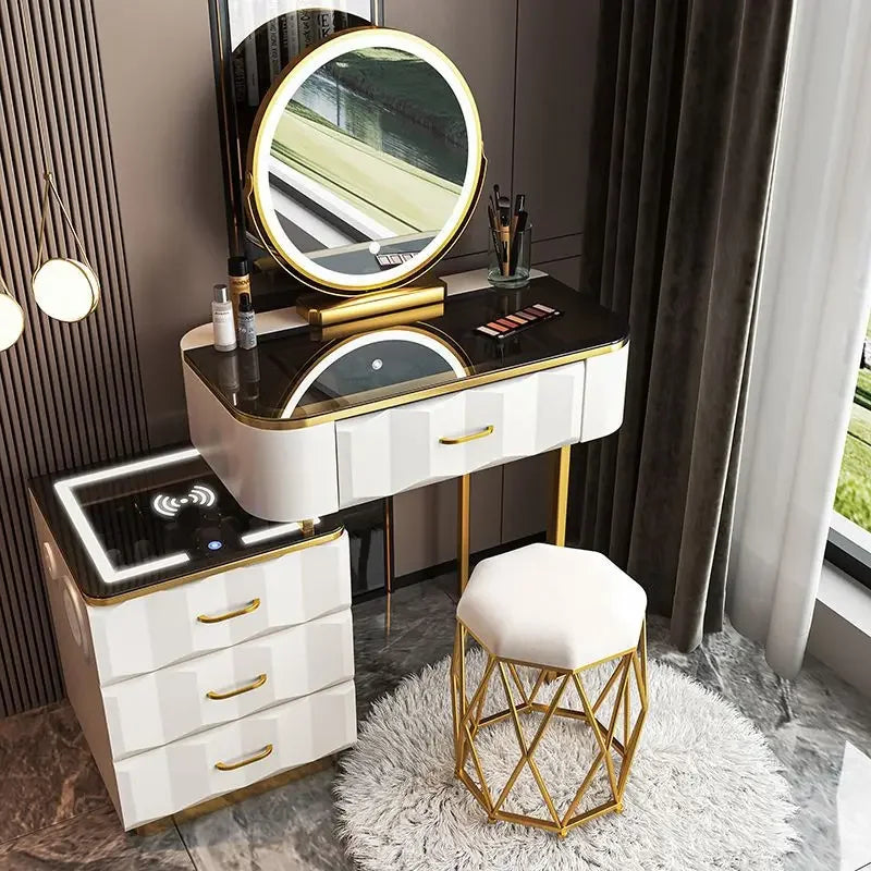 Vanity Desk with Wireless Charging & Bluetooth Speaker — Vanity Furniture, Bedroom Furniture | Beautifully Within