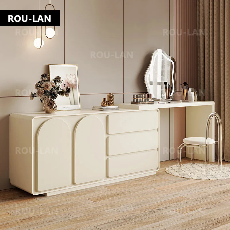 Modern Telescopic Vanity Table with Storage Cabinet