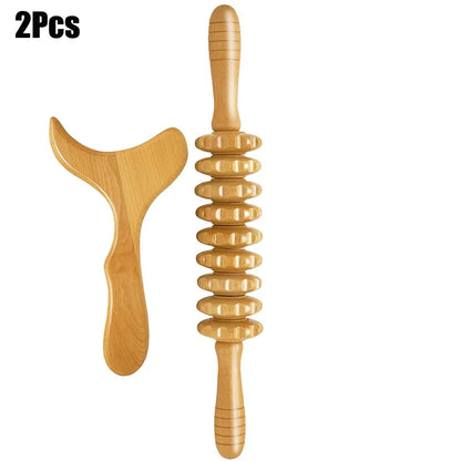 Wooden Therapy Massage Tools – Anti-Cellulite Gua Sha Roller & Cup Set