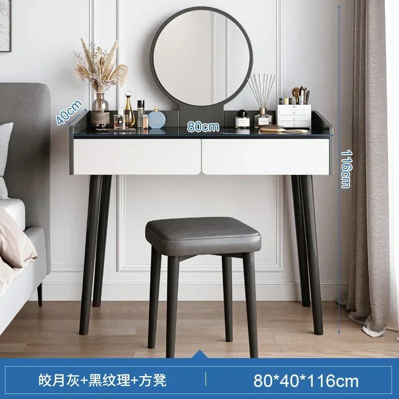 Dressers for Bedroom Dressing Tables with LED Dimming Mirror Vanity Table 2 Drawers Makeup Dresser for Bedroom Girls Furniture