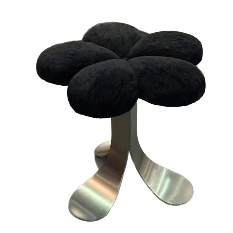 Velvet Vanity Stool with Steel Legs