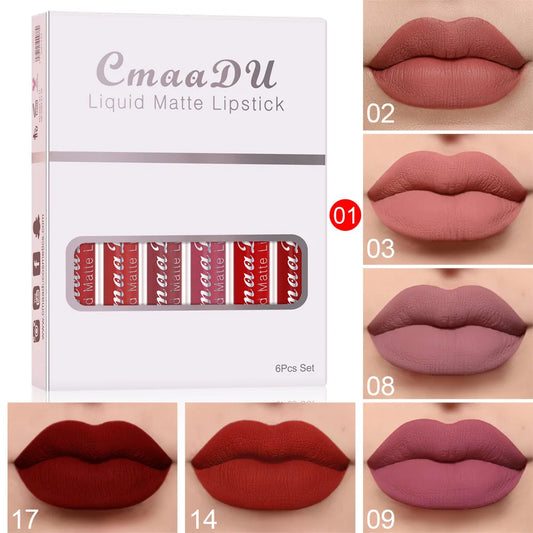 6PCS Liquid Lip Gloss Set – Waterproof & Long Lasting