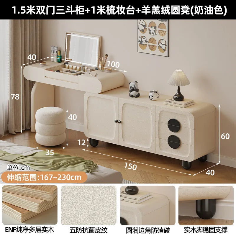 Foldable Hidden Vanity Desk with Mirror