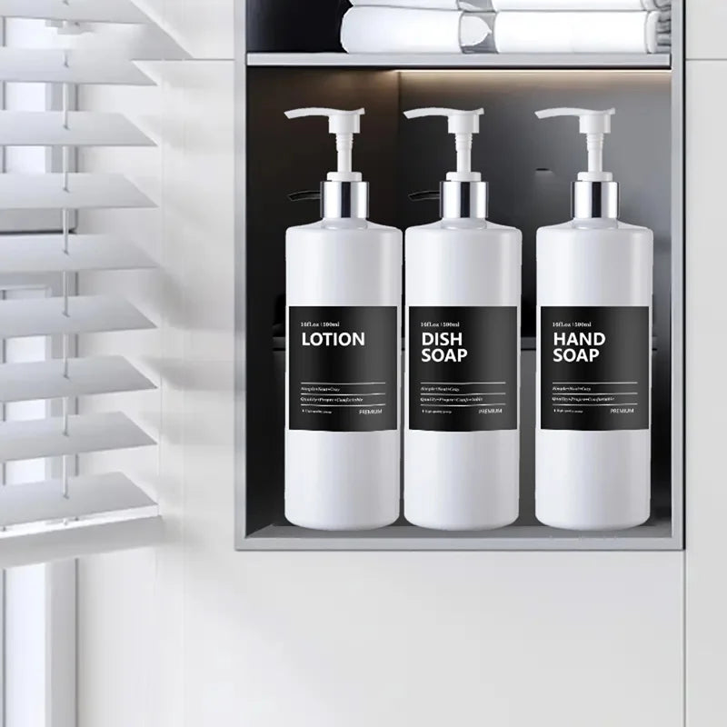 3PCS Bathroom Soap & Shampoo Dispenser – 500ml Labels