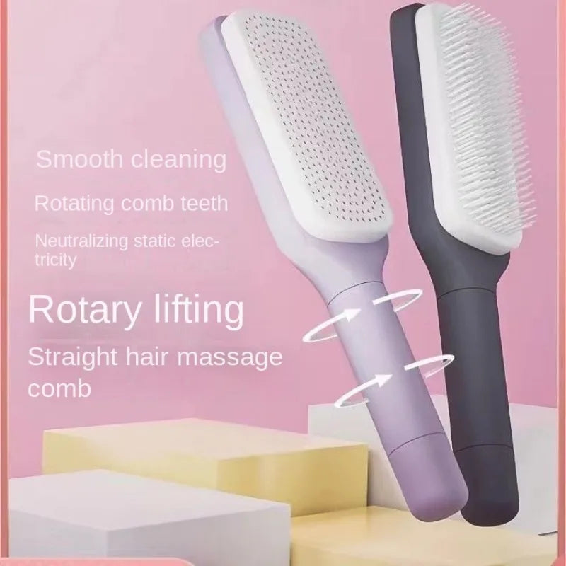 Self-Cleaning Massage Comb – Anti-Static Hairbrush for Women