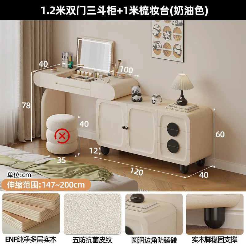 Foldable Hidden Vanity Desk with Mirror