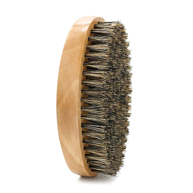 Men’s Boar Bristle Wave Brush – Wooden Double-Sided Beard Brush