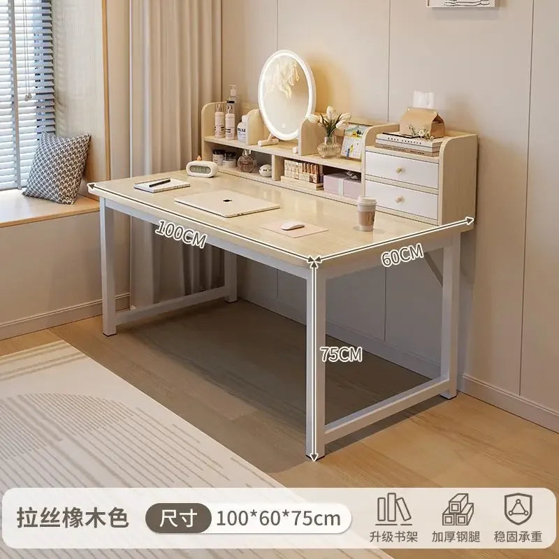 Simple Dressing Table Makeup Table with Storage Vanity Desk with Mirror and Led Lights Study Table Student Desk for Bedroom