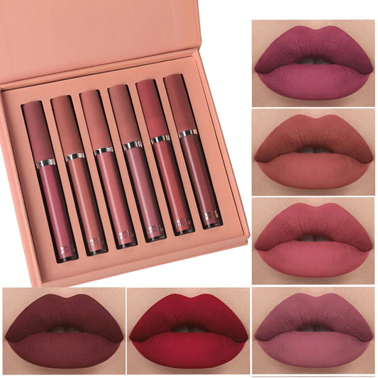 Matte Lip Gloss Set – 6 Colors Waterproof Gift Box
