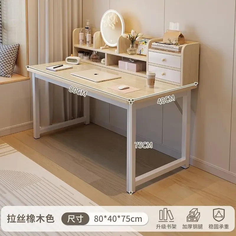 Simple Dressing Table Makeup Table with Storage Vanity Desk with Mirror and Led Lights Study Table Student Desk for Bedroom