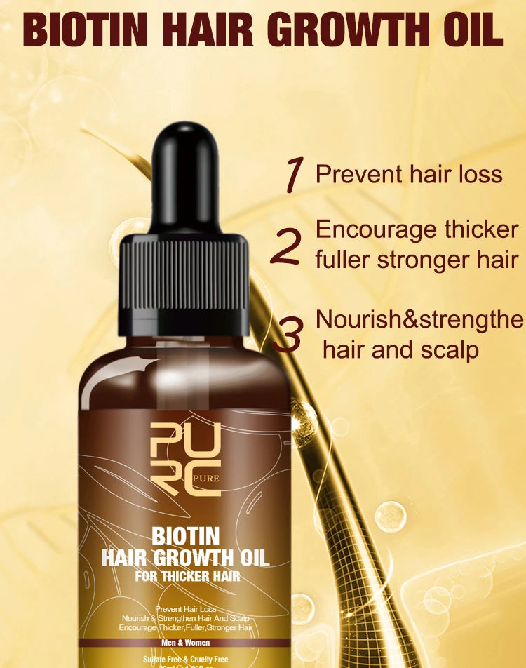 PURC Biotin Hair Growth Oil Shampoo Conditioner Sets Smoothing Anti-Hair Loss Scalp Treatment Hair Care Products for Men Women