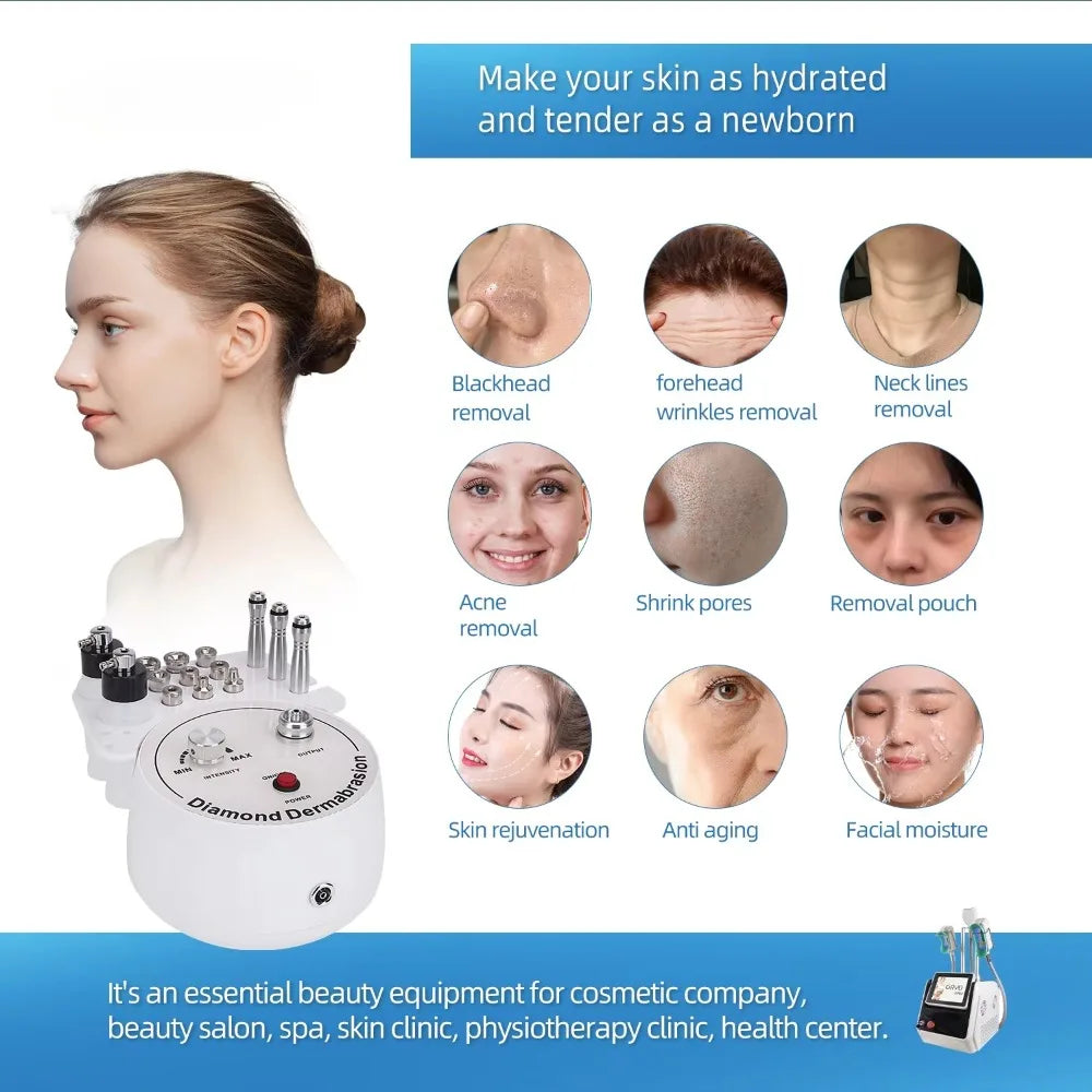 3 In 1 Diamond Microdermabrasion Facial Cleansing And Blackhead Removal Device