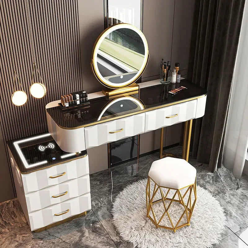 Vanity Desk with Wireless Charging & Bluetooth Speaker