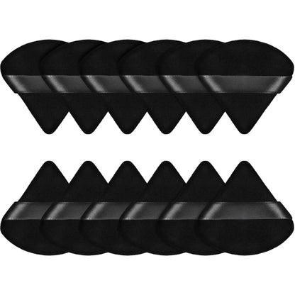 12 Pieces Powder Puff Triangle Face Makeup Cosmetic for Loose Powder Soft Body Washable Reusable Foundation Sponge Mineral Wet D