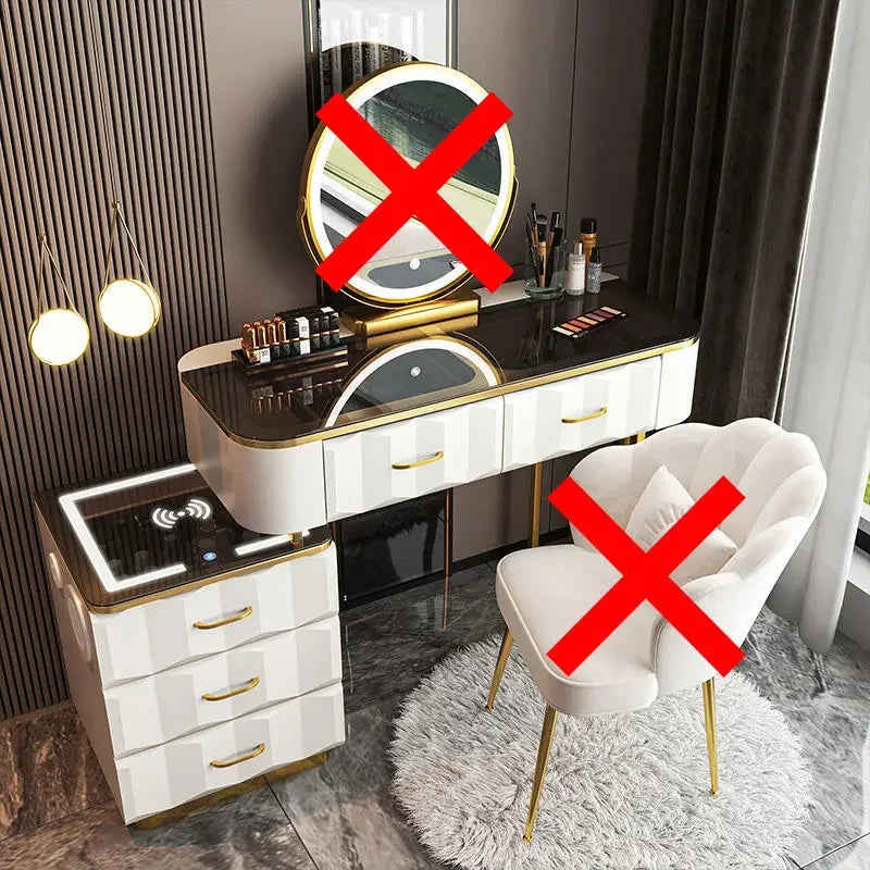 Vanity Desk with Wireless Charging & Bluetooth Speaker