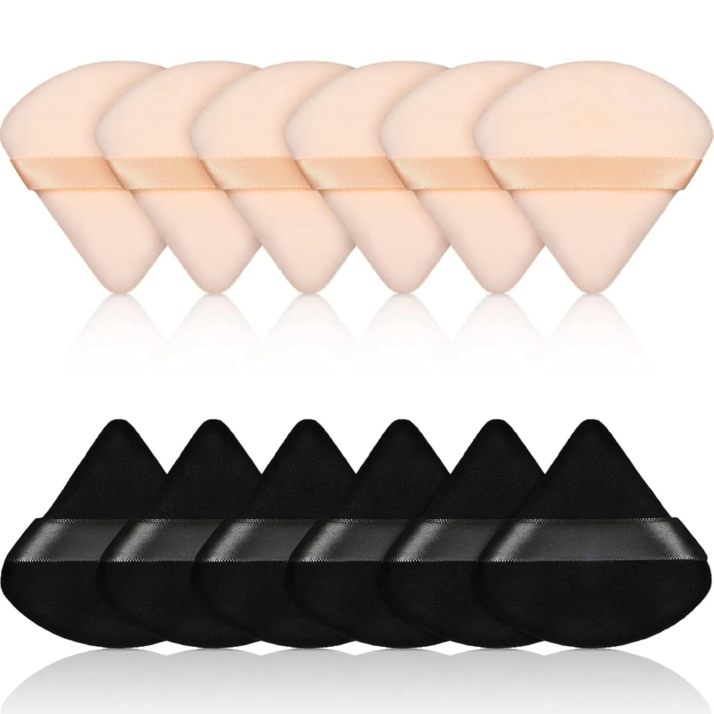 12 Pieces Powder Puff Triangle Face Makeup Cosmetic for Loose Powder Soft Body Washable Reusable Foundation Sponge Mineral Wet D