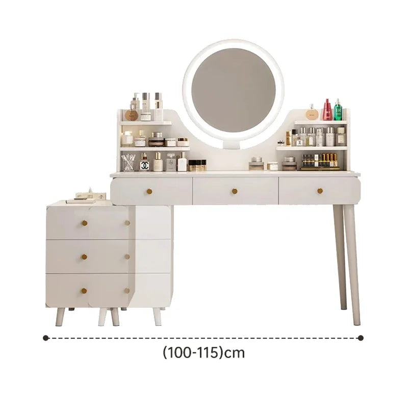 Italian Minimalist Vanity Table Glam Trendy Multifunctional Bedroom Vanity Table With Lights Cute Meuble Rangement Furniture