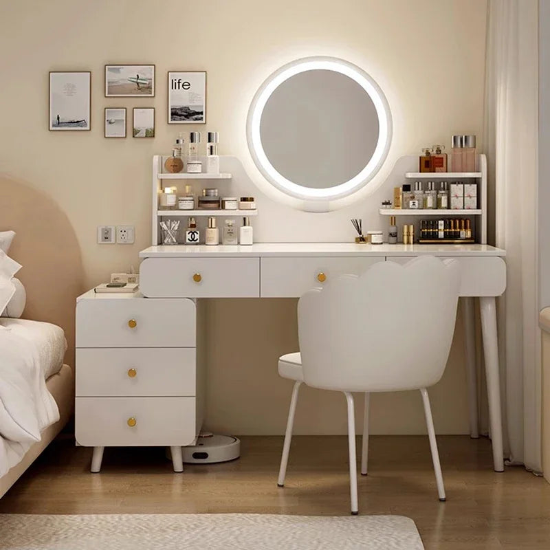 Italian Minimalist Vanity Table Glam Trendy Multifunctional Bedroom Vanity Table With Lights Cute Meuble Rangement Furniture
