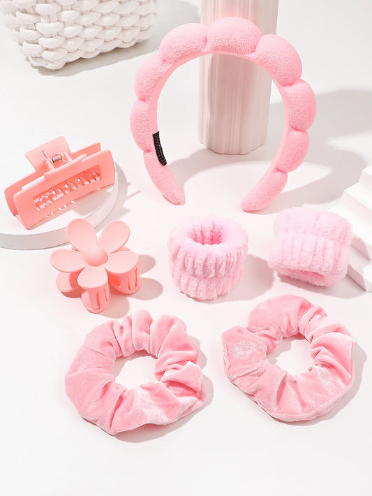 7PCS Skincare Headbands & Wristbands Set – Makeup & Face Wash