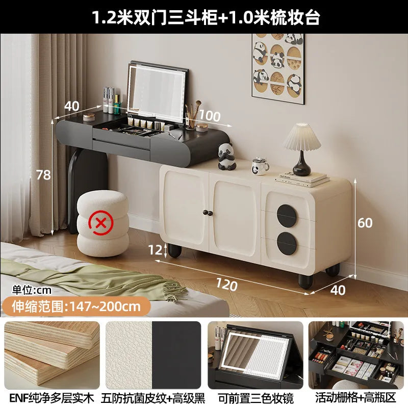Foldable Hidden Vanity Desk with Mirror