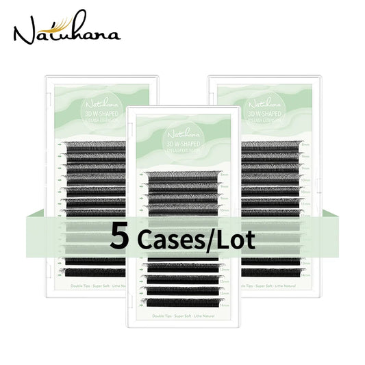 NATUHANA 5 Cases Eyelash Extensions – W-Shape Volume