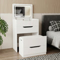 3-in-1 Hidden Vanity Desk with Flip-Top LED Mirror & Storage Stool