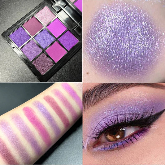 9 Color Purple Glitter Eyeshadow Palette