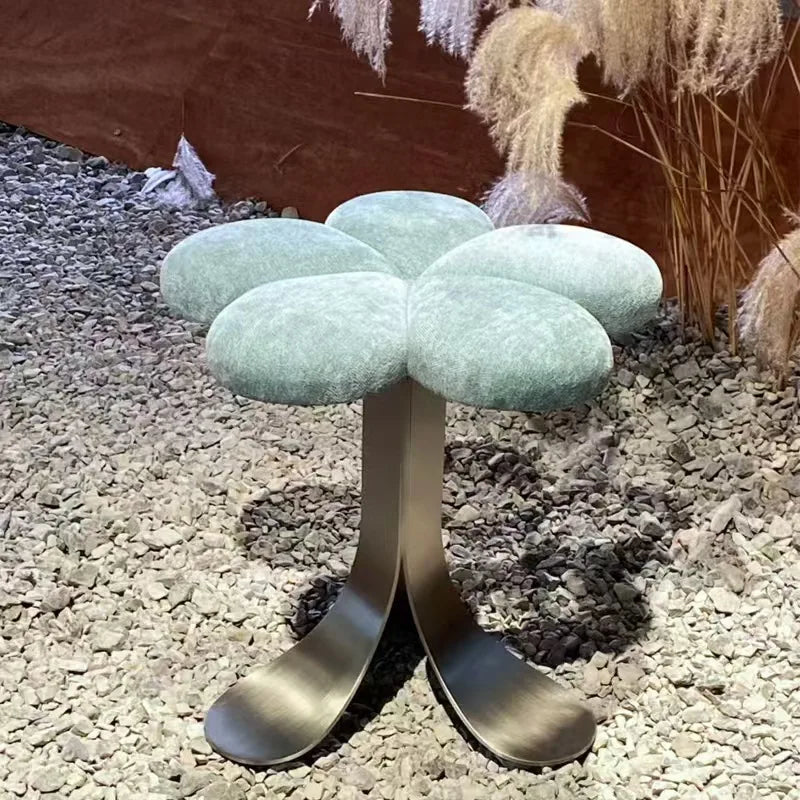 Velvet Vanity Stool with Steel Legs