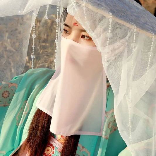 Hanfu Face Scarf Veil – Sunscreen Mesh Mask Cover