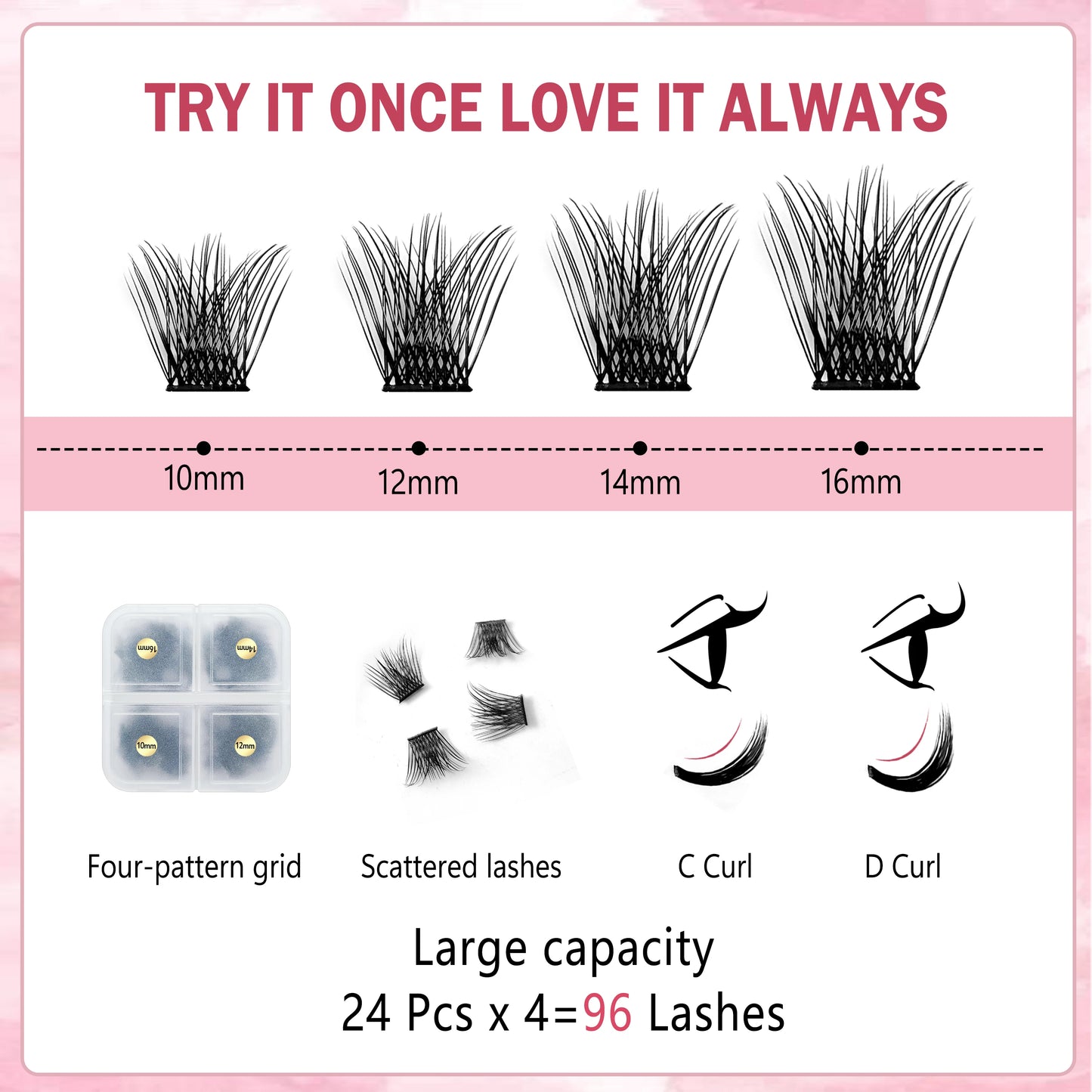96pcs Cluster Lash Extensions Faux Mink