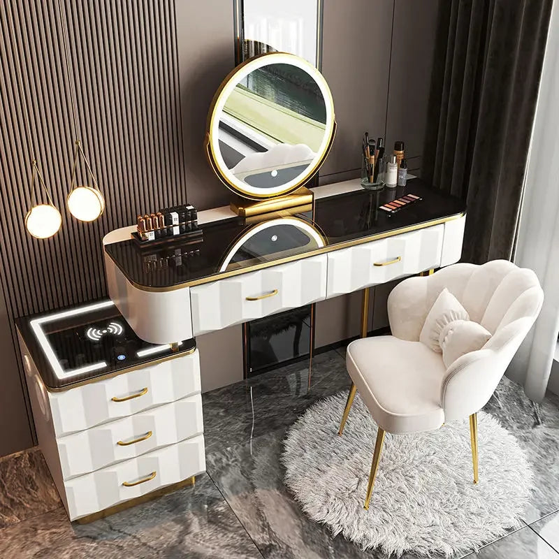 Vanity Desk with Wireless Charging & Bluetooth Speaker