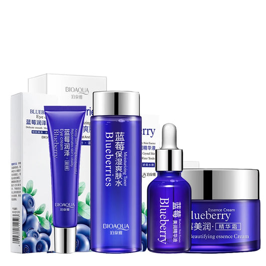 4PCS Blueberry Skincare Set – Serum, Cream, Toner & Eye Care