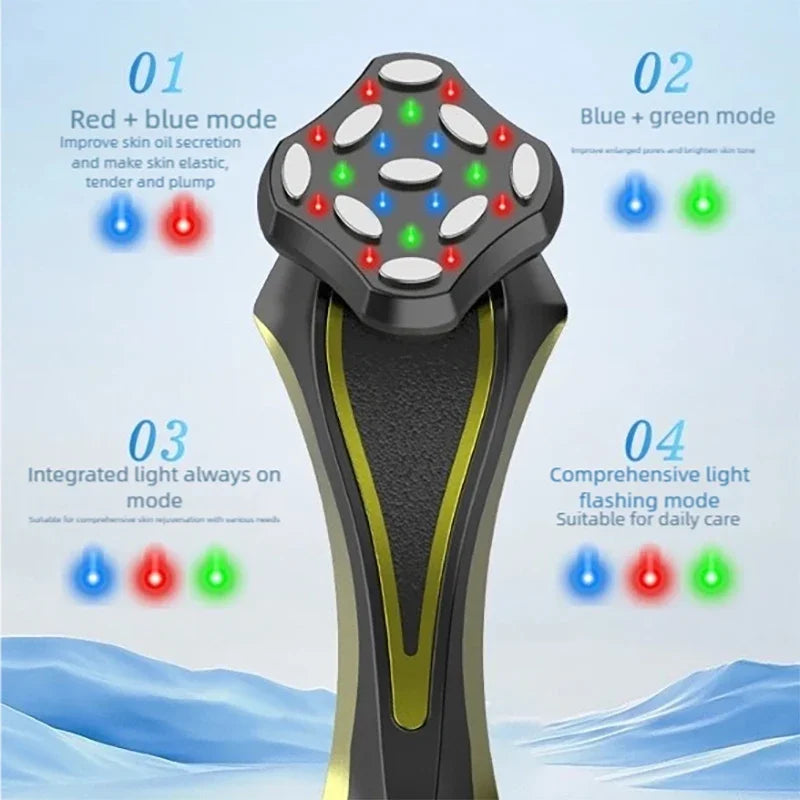 3D Gold RF Face Massager 4 Color Led Light Skin Tightening Facial Lifter