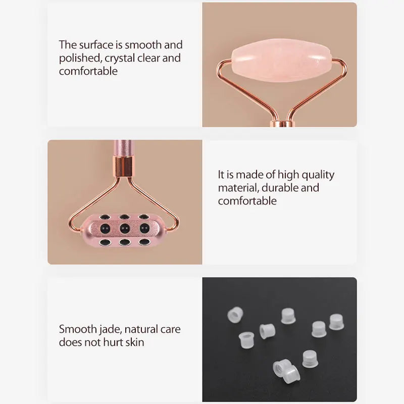 Rose Quartz Jade Roller – Anti-Aging Face Massager