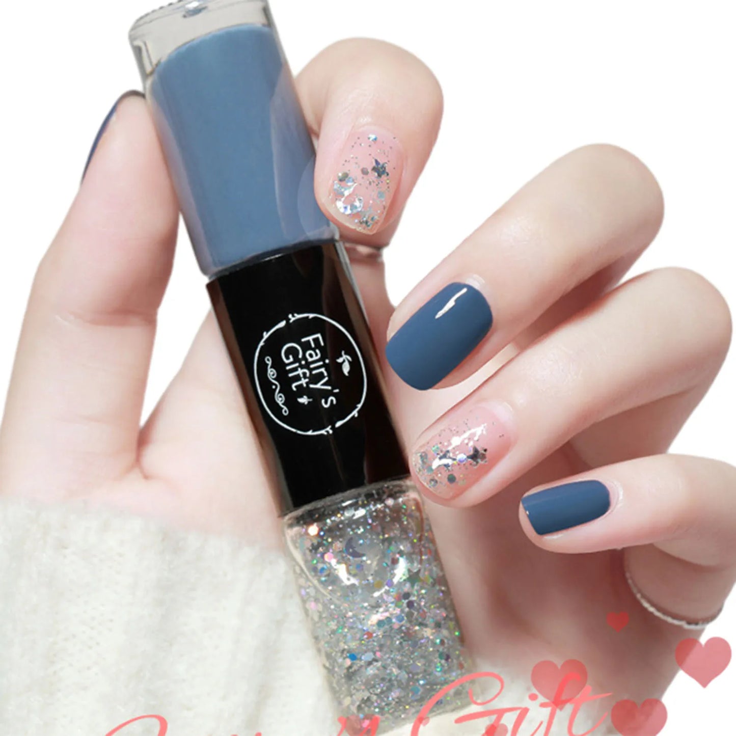 2-in-1 Glitter Nail Polish – Long-Lasting Quick-Dry Gel
