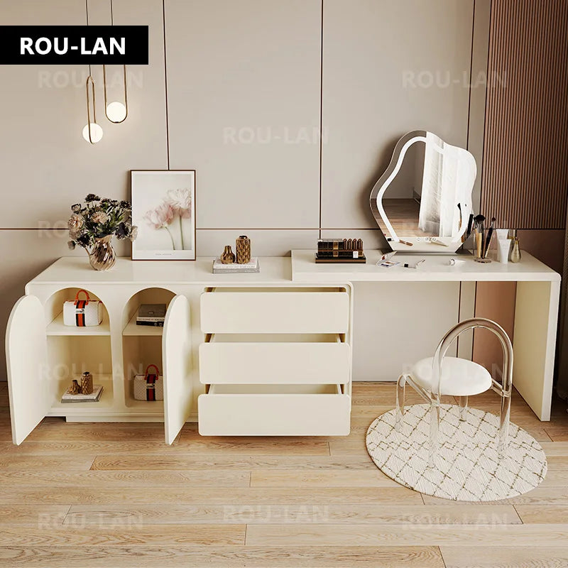 Modern Telescopic Vanity Table with Storage Cabinet