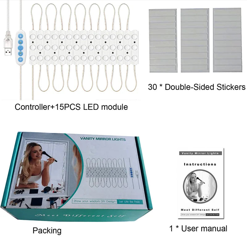 Dimmable LED Vanity Mirror Light Kit