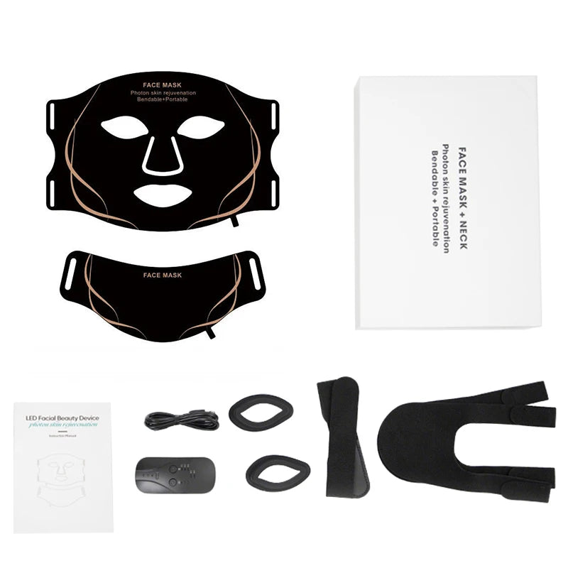 7-Color LED Light Therapy Face & Neck Mask — Wireless Silicone