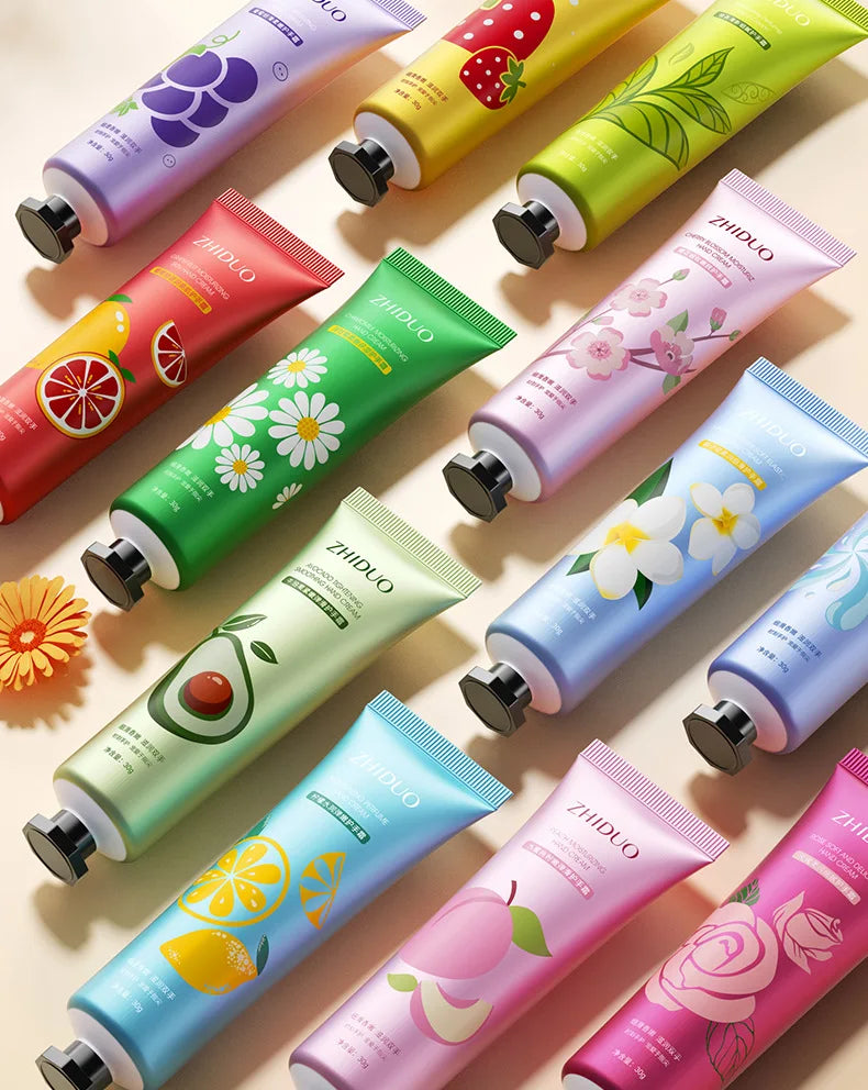 10PCS Fruit & Flower Hand Cream Set – Moisturizing & Nourishing