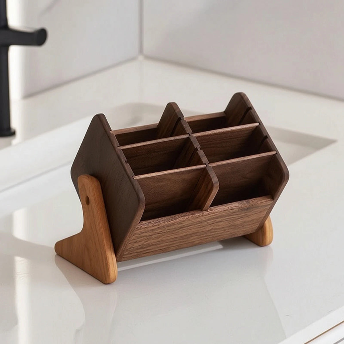 Wooden Cosmetic Storage Organizer with Compartments