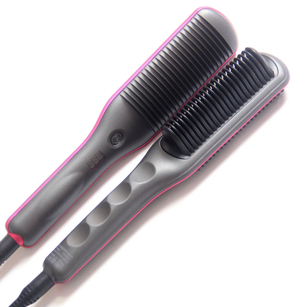 Electric Hair Straightener Brush – Anti-Scald Dual Use Styler