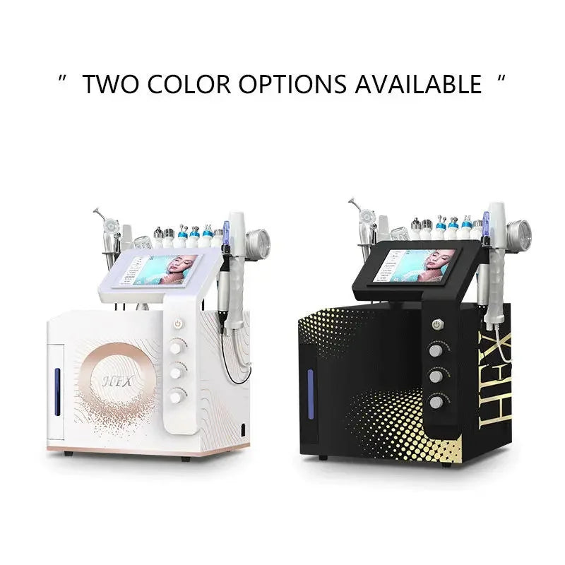 Two cosmetic machines with color options displayed on a white background.