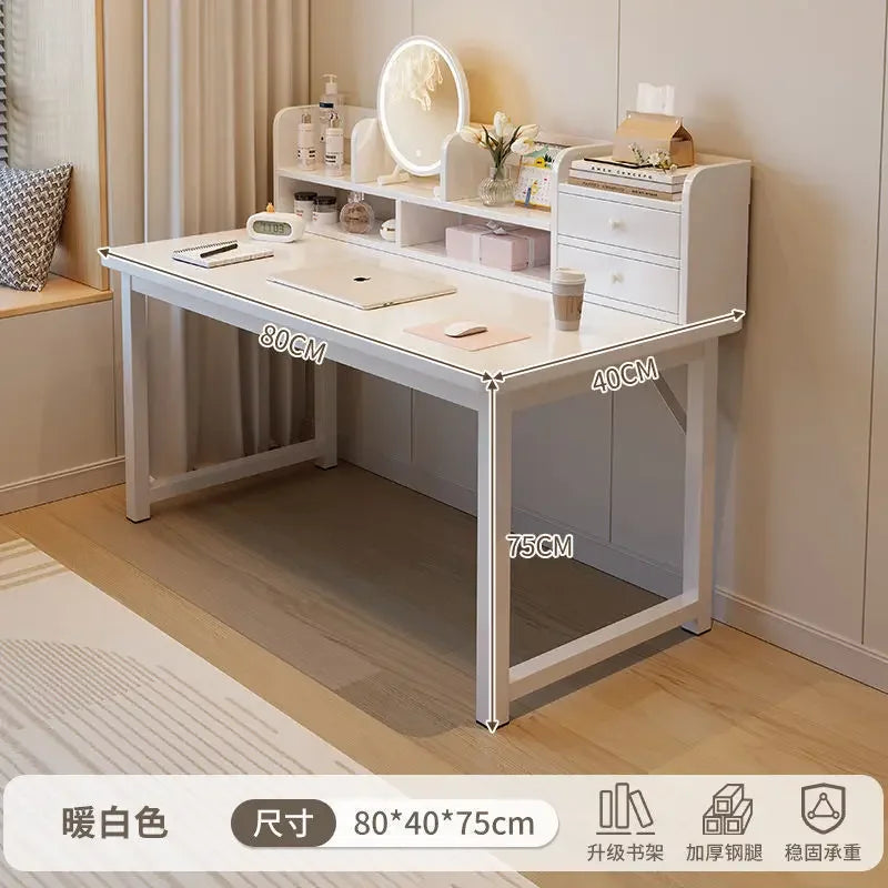 Simple Dressing Table Makeup Table with Storage Vanity Desk with Mirror and Led Lights Study Table Student Desk for Bedroom