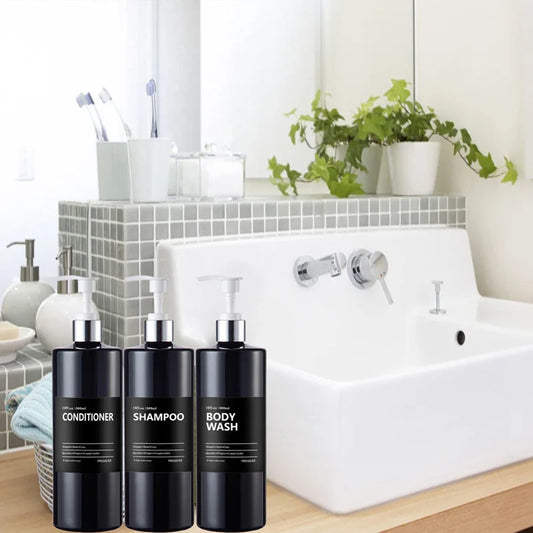3PCS Bathroom Soap & Shampoo Dispenser – 500ml Labels