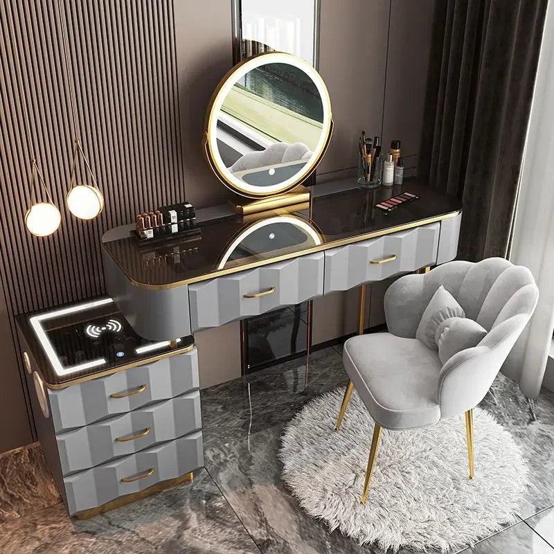 Vanity Desk with Wireless Charging & Bluetooth Speaker